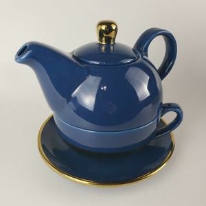 Addison Blue Gold Tea for One Set by Pinky Up Gift